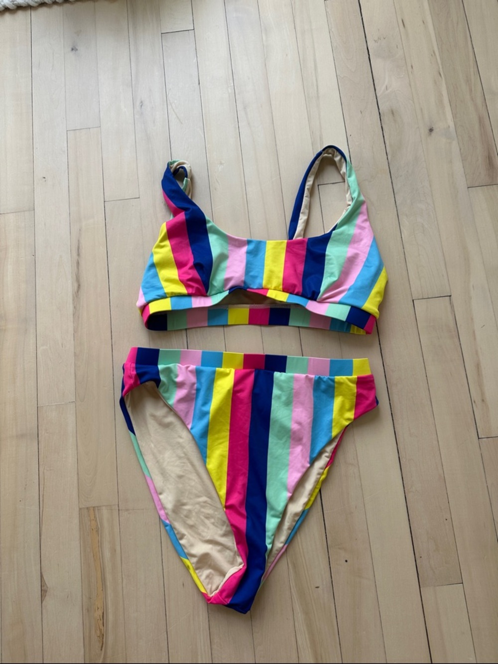 Colorful Vertical Stripe Bikini Set
